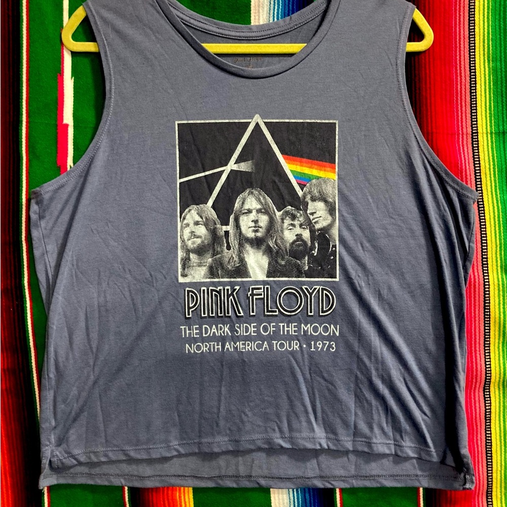 Pink Floyd Dark Side of the Moon Cropped Band Tee Music Tank Top Size XL - Picture 6 of 7